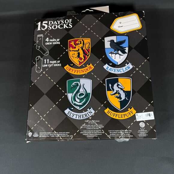 Harry Potter 15 Days of Socks Advent Calendar 15pk Men's Shoe Size 6-12 OPEN BOX - Picture 2 of 8